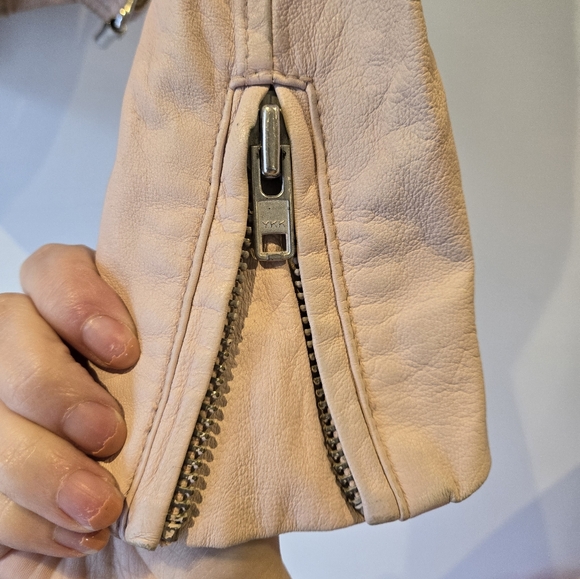 Iro Paris Blush Pink Leather Moto Jacket Size Italian 36 - Picture 13 of 16